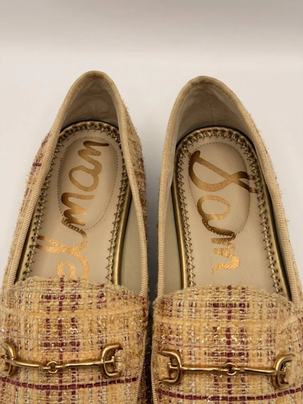 Sam Edelman Women's Loraine Loafer Pale Gold Texture Loafer Sz 6.5